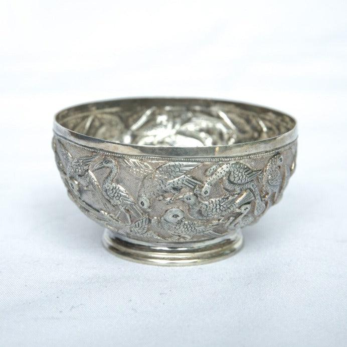 Antique Bowl made of Sterling Silver China Style With Engravings and Paintings. - Ghatan Antique