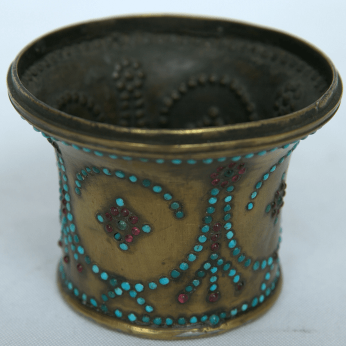 Antique Head Hookah made of Copper and Natural Turquoise Islamic accessory for Shiash. - Ghatan Antique