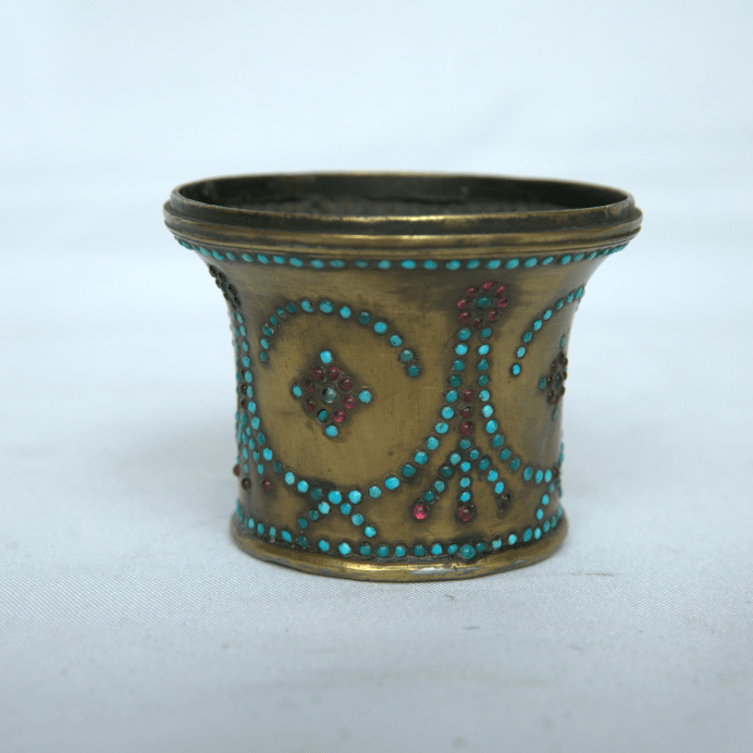 Antique Head Hookah made of Copper and Natural Turquoise Islamic accessory for Shiash. - Ghatan Antique