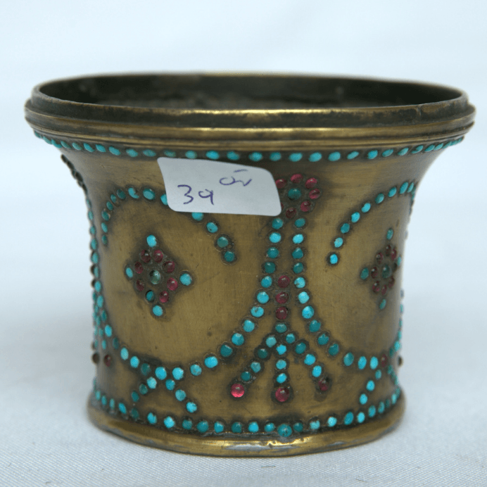 Antique Head Hookah made of Copper and Natural Turquoise Islamic accessory for Shiash. - Ghatan Antique