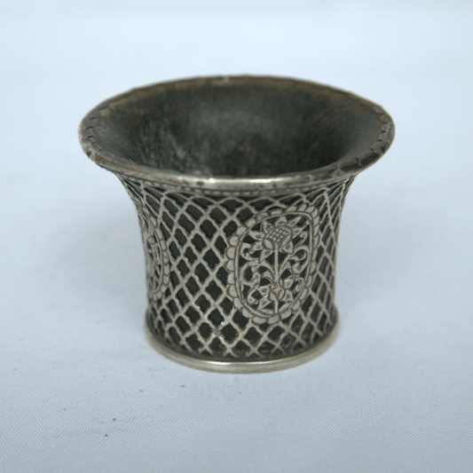 Antique Head Hookah made of Sterling Silver and Wood India Style. - Ghatan Antique