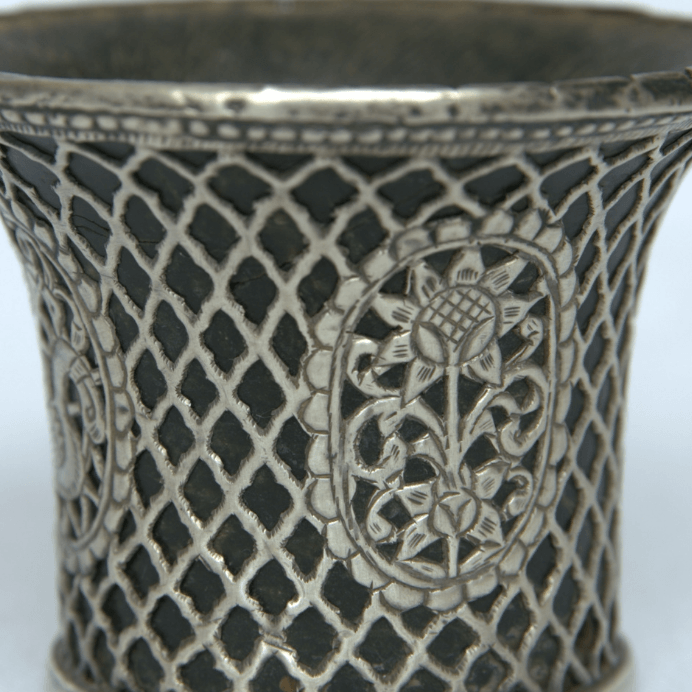 Antique Head Hookah made of Sterling Silver and Wood India Style. - Ghatan Antique