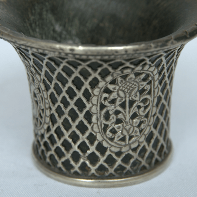 Antique Head Hookah made of Sterling Silver and Wood India Style. - Ghatan Antique