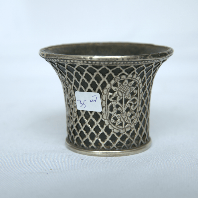 Antique Head Hookah made of Sterling Silver and Wood India Style. - Ghatan Antique