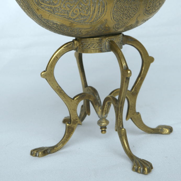 Antique Kashkaul Bowl  Made of Brass and Damascus - Ghatan Antique