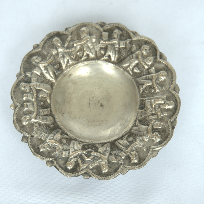 Antique Plate made of Sterling Silver With Paintings Persian Style for Tableware. - Ghatan Antique