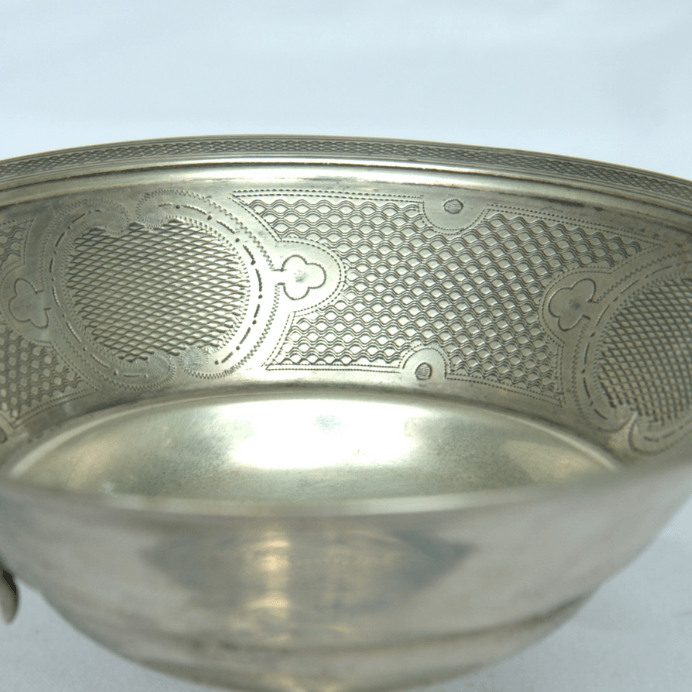 Beautiful Antique Bowl With Stand and Double Handles for Home Decor. - Ghatan Antique