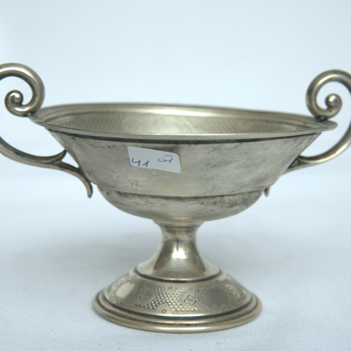 Beautiful Antique Bowl With Stand and Double Handles for Home Decor. - Ghatan Antique