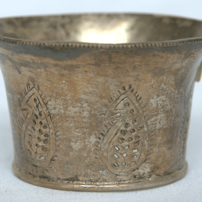 Beautiful Antique Head Hookah with Painting made of Sterling Silver Persian Style. - Ghatan Antique