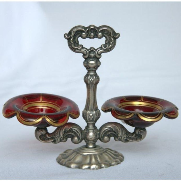 Beautiful Antique Salt and Pepper Shakers made of Sterling Silver Germany Style Bohemian. - Ghatan Antique