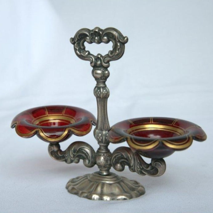 Beautiful Antique Salt and Pepper Shakers made of Sterling Silver Germany Style Bohemian. - Ghatan Antique