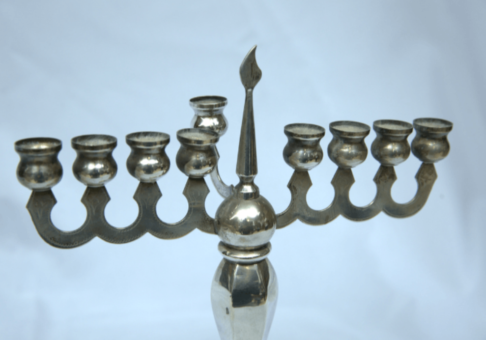 Beautiful Hanukia / Menorah Made Of Sterling Silver Israel Style. - Ghatan Antique