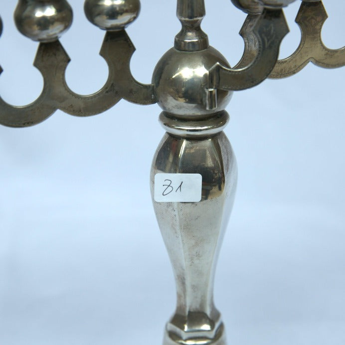 Beautiful Hanukia / Menorah Made Of Sterling Silver Israel Style. - Ghatan Antique