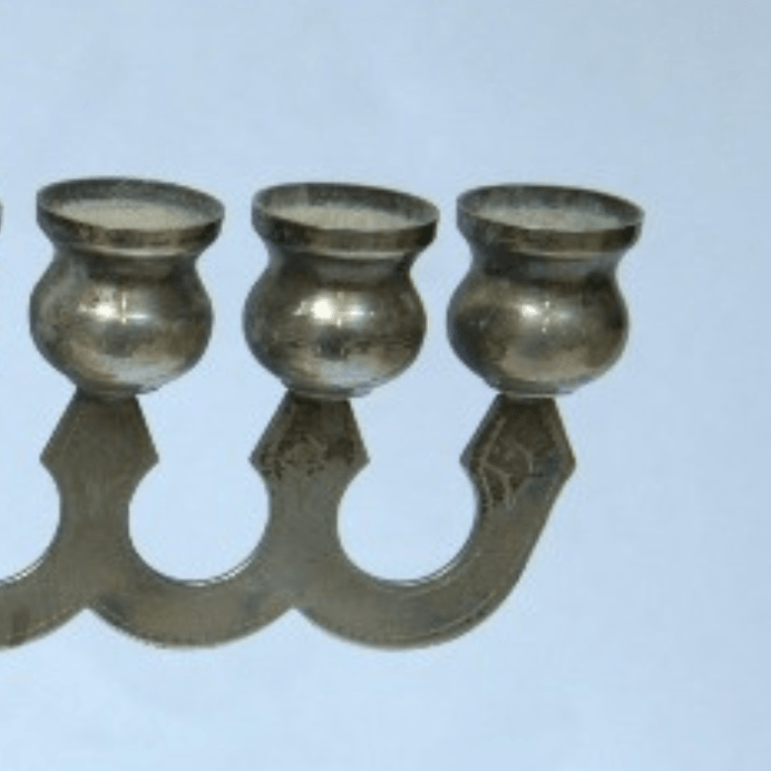 Beautiful Hanukia / Menorah Made Of Sterling Silver Israel Style. - Ghatan Antique