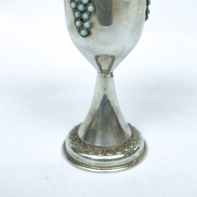 Beautiful Kiddush Cup whit Turquoise Stones made of S925. - Ghatan Antique