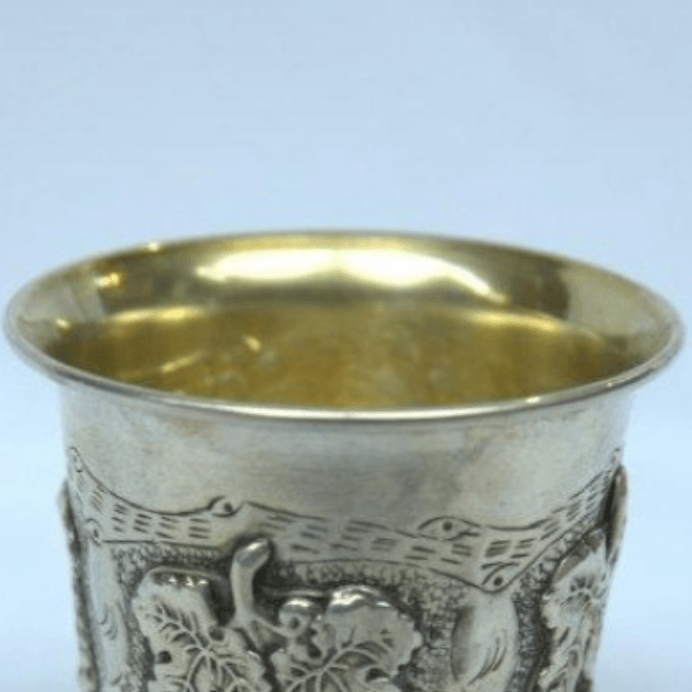 Beautiful Kiddush Cup with Grape Design Made S925. - Ghatan Antique