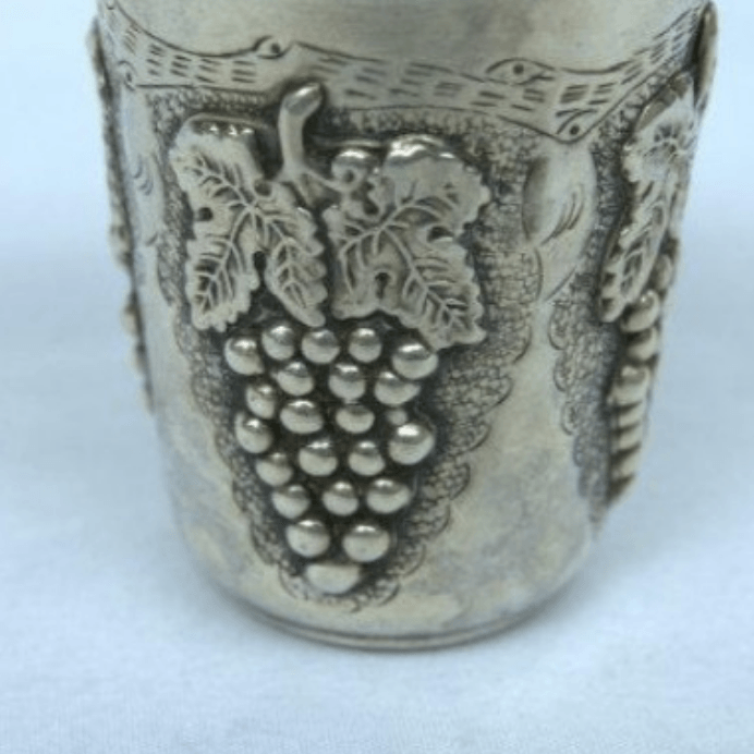 Beautiful Kiddush Cup with Grape Design Made S925. - Ghatan Antique