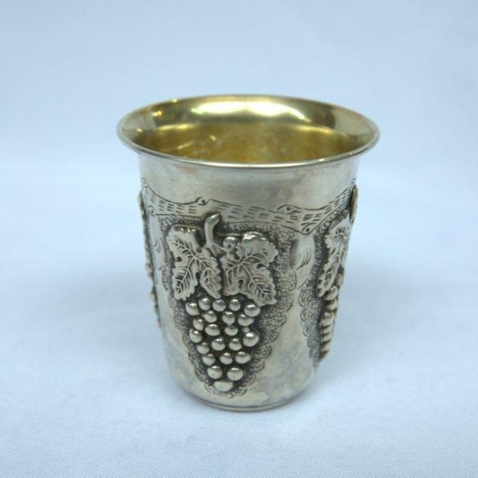 Beautiful Kiddush Cup with Grape Design Made S925. - Ghatan Antique
