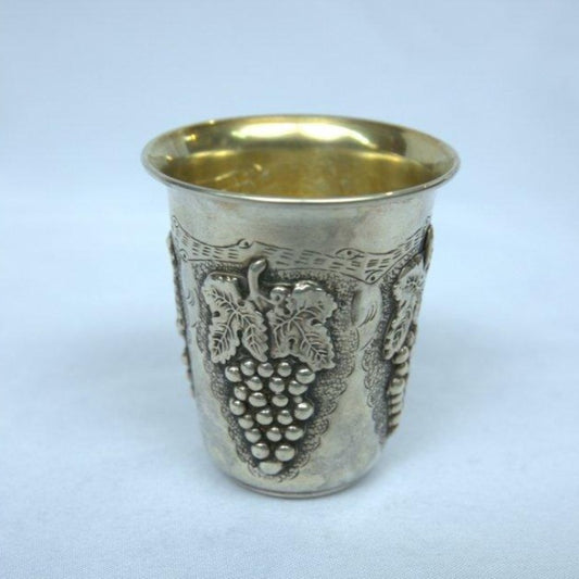 Beautiful Kiddush Cup with Grape Design Made S925. - Ghatan Antique