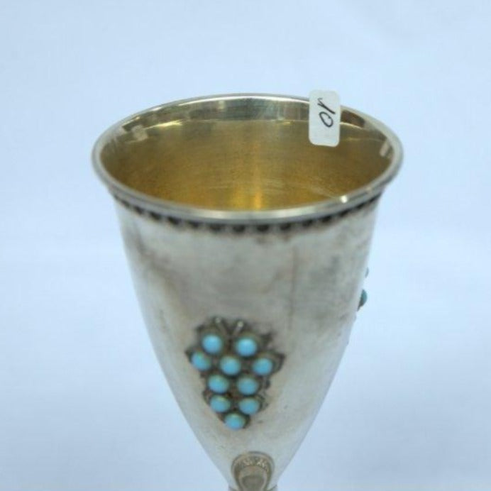 Kiddush Cup S925 whit Turquoise Stones. - Ghatan Antique