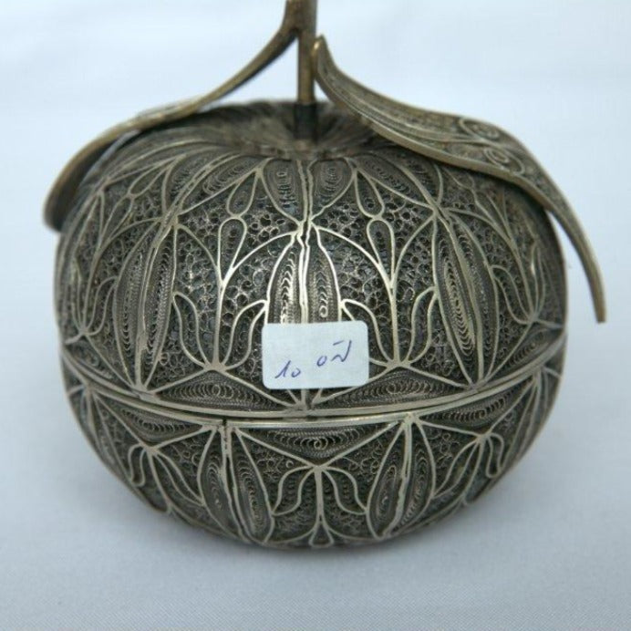 Rare Etrog Box made of Sterling Silver Filigree Tunis Style. - Ghatan Antique