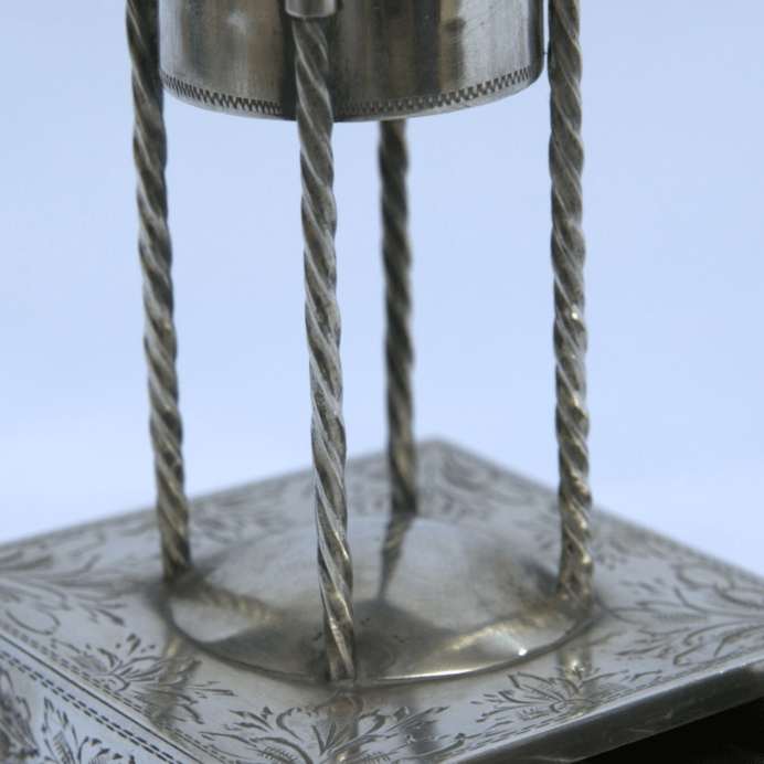 Rare Havdalah Set made of Sterling Silver with Drawer for Fire and Bessamim. - Ghatan Antique