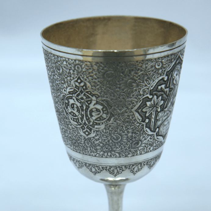 Rare Kiddush Cup Made Of Sterling Silver for Sabbath Kiddush Persian Style. - Ghatan Antique