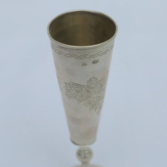 Rare Wine Goblet Cup Russian Style Made of Sterling Silver. - Ghatan Antique