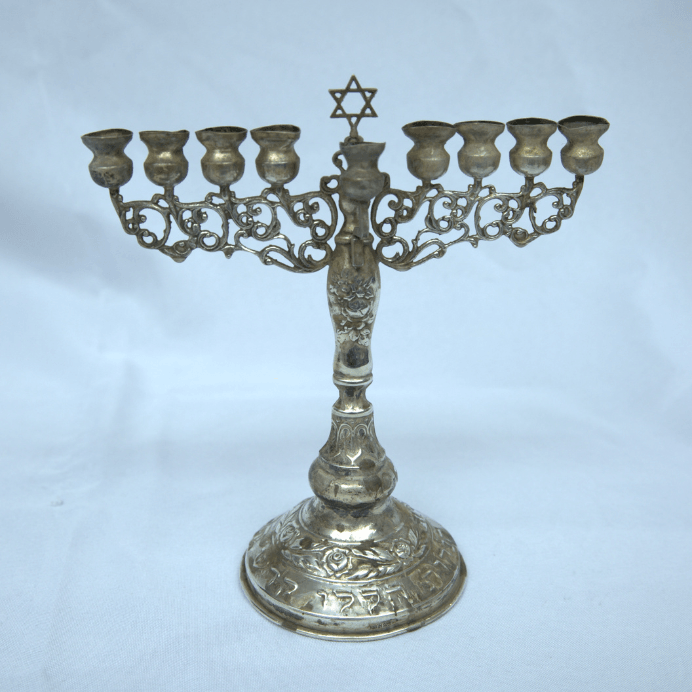 Special Hanukia / Menorah with Star of David made of Sterling Silver 925 Gift for Chanukah. - Ghatan Antique