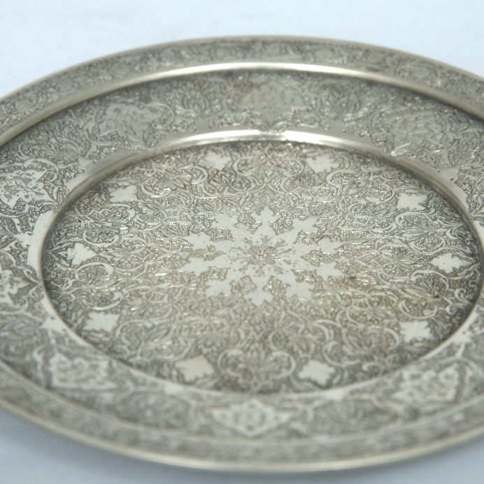 Special Plate Dish made of Sterling Silver Persian Style for Tableware. - Ghatan Antique