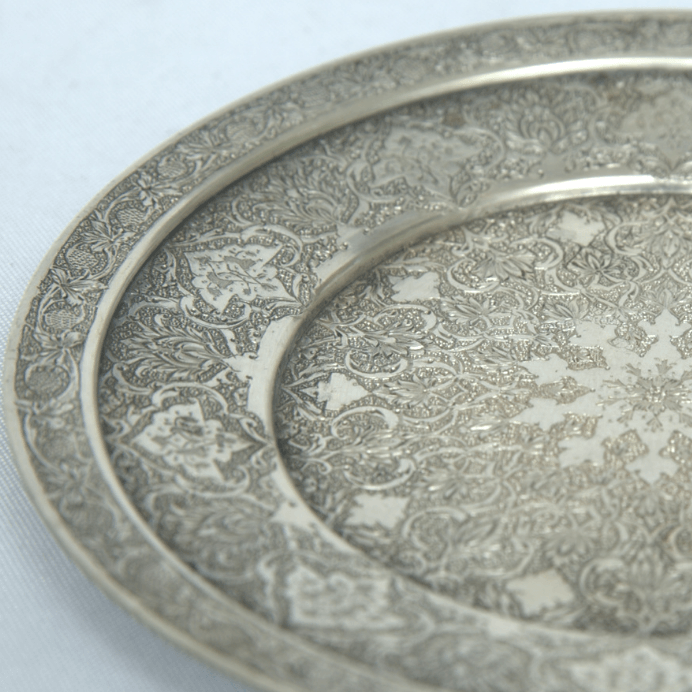 Special Plate Dish made of Sterling Silver Persian Style for Tableware. - Ghatan Antique