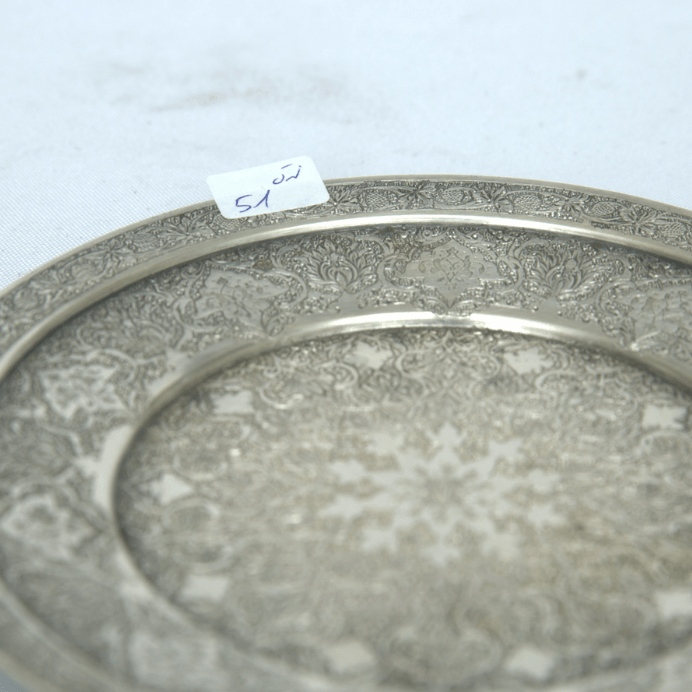 Special Plate Dish made of Sterling Silver Persian Style for Tableware. - Ghatan Antique