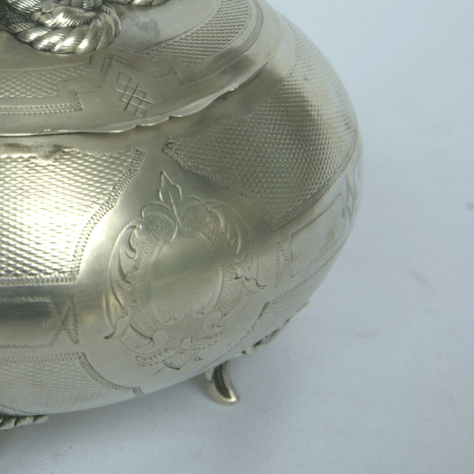 Special Unique Etrog Box for Sukkot Holiday made of Sterling Silver Vienna Style. - Ghatan Antique