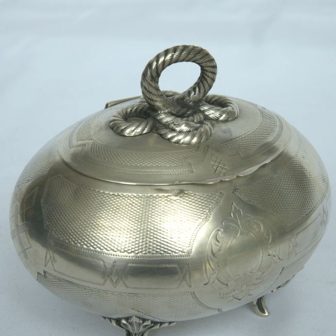 Special Unique Etrog Box for Sukkot Holiday made of Sterling Silver Vienna Style. - Ghatan Antique