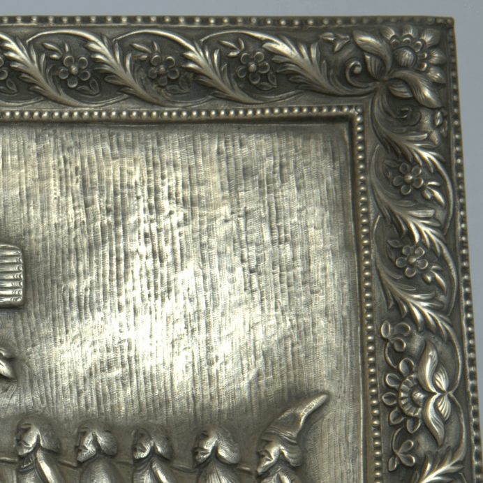 Unique Antique Illustration / Photo With Engravings And Story Cyrus made of Sterling Silver Persian Style. - Ghatan Antique