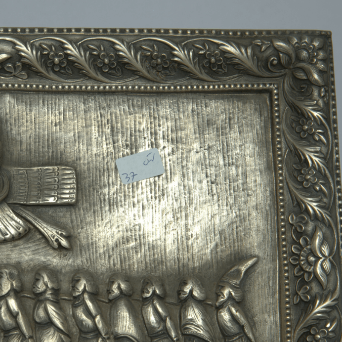 Unique Antique Illustration / Photo With Engravings And Story Cyrus made of Sterling Silver Persian Style. - Ghatan Antique