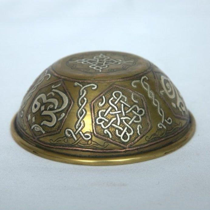 Unique Bowl Syrian Damascus Design Antique Copper and Sterling On Made In Syrian. - Ghatan Antique