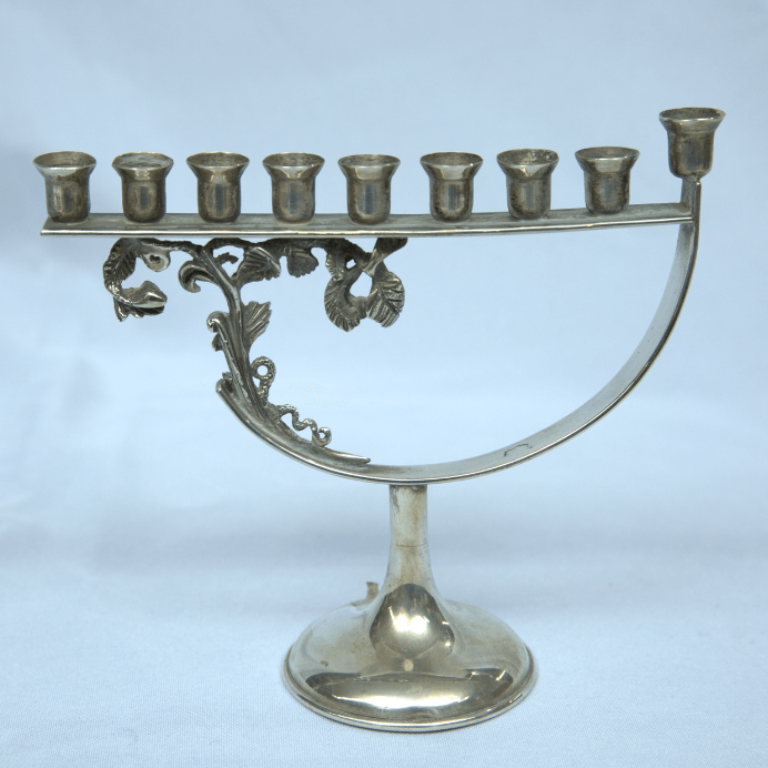 Unique Hanukia / Menorah for Chanukah made of Sterling Silver 925 Israel Style. - Ghatan Antique