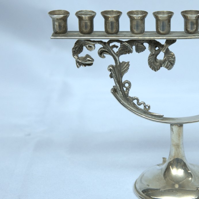 Unique Hanukia / Menorah for Chanukah made of Sterling Silver 925 Israel Style. - Ghatan Antique