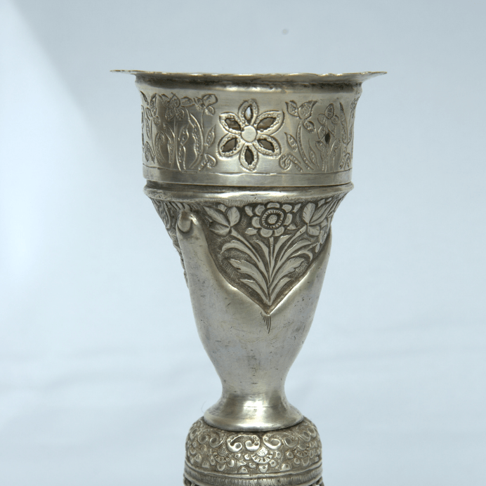 Unique Head Hookah with Engravings and Painting made of Sterling Silver Persian Style. - Ghatan Antique