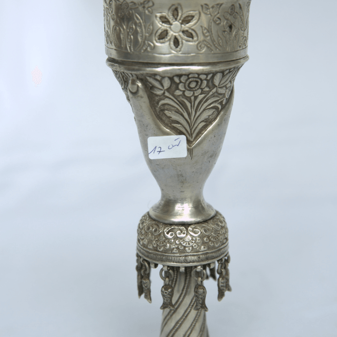 Unique Head Hookah with Engravings and Painting made of Sterling Silver Persian Style. - Ghatan Antique