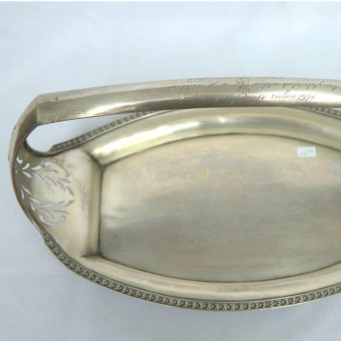 Unique Large Bread Basket Antique Sterling Silver Vienna Style. - Ghatan Antique