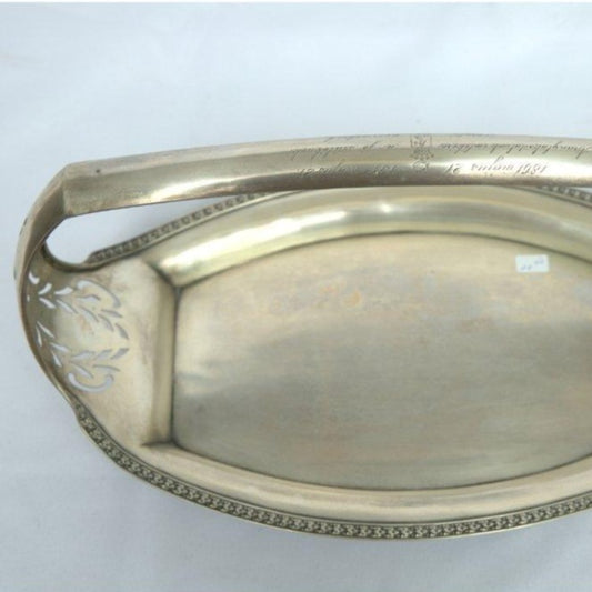 Unique Large Bread Basket Antique Sterling Silver Vienna Style. - Ghatan Antique
