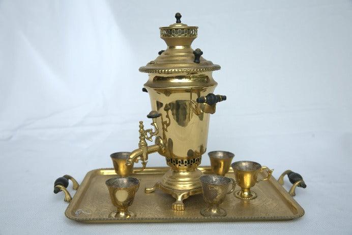 Unique Samovar Miniature Set Antique Russian Style made of Copper. - Ghatan Antique