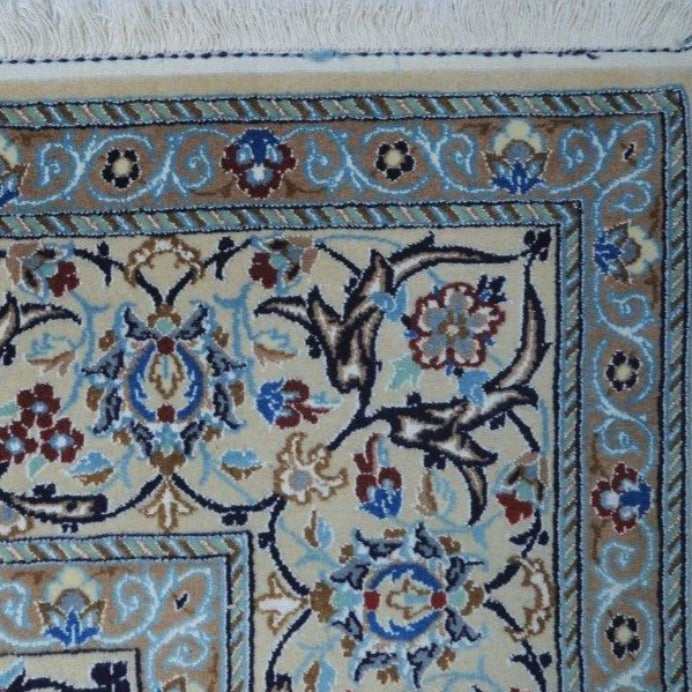 Vintage from the 1950s - Antique Persian - Nain Rug made of Camel Wool and Silk. - Ghatan Antique