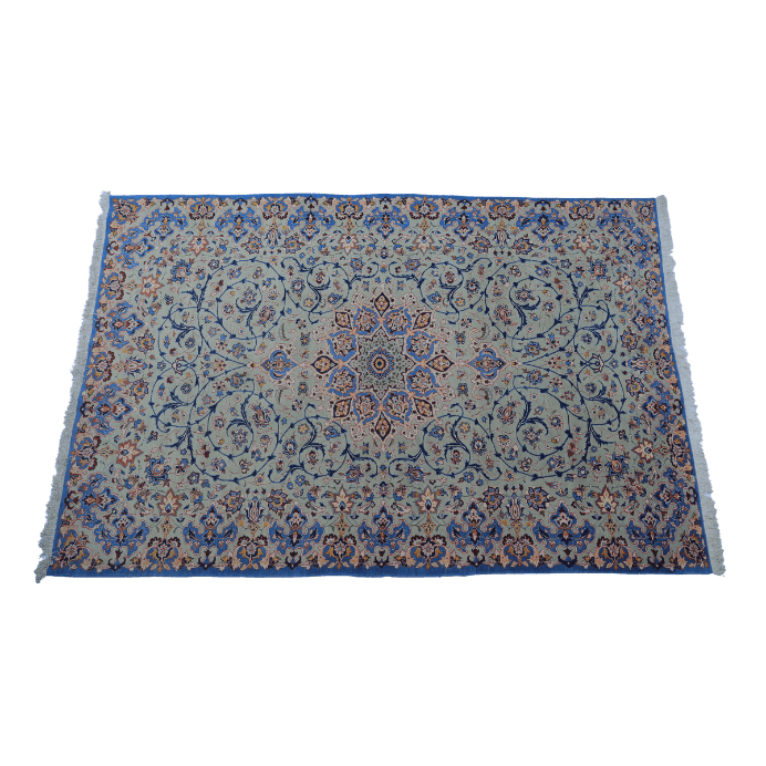 Vintage from the 1950s- Antique Persian Rug with Medallion and Flowers. - Ghatan Antique