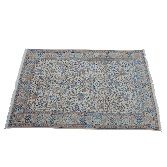 Vintage from the 1950s - Rare Persian Rug Antique with Animals and Floral. - Ghatan Antique