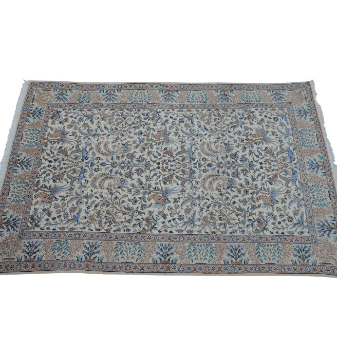 Vintage from the 1950s - Rare Persian Rug Antique with Animals and Floral. - Ghatan Antique