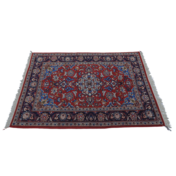 Vintage from the 1960s - Beautiful Vintage Persian – Qom Red Rug made of Camel Wool for Kids. - Ghatan Antique