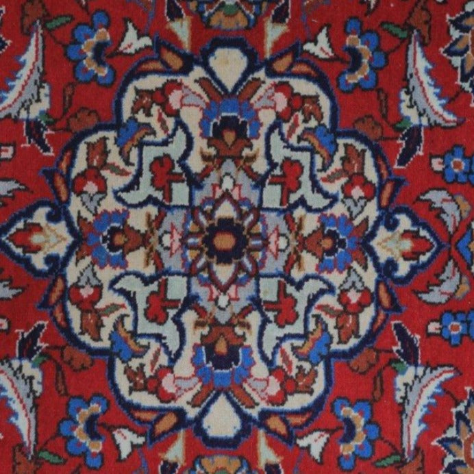 Vintage from the 1960s - Beautiful Vintage Persian – Qom Red Rug made of Camel Wool for Kids. - Ghatan Antique